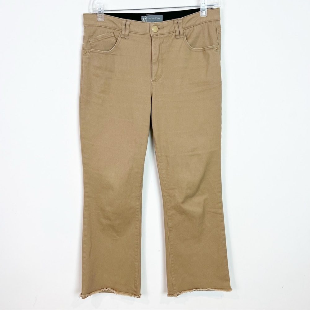 WIT & WISDOM TAN ABSOLUTION RAW HEM BOOTCUT DENIM PANTS WOMENS SZ 8